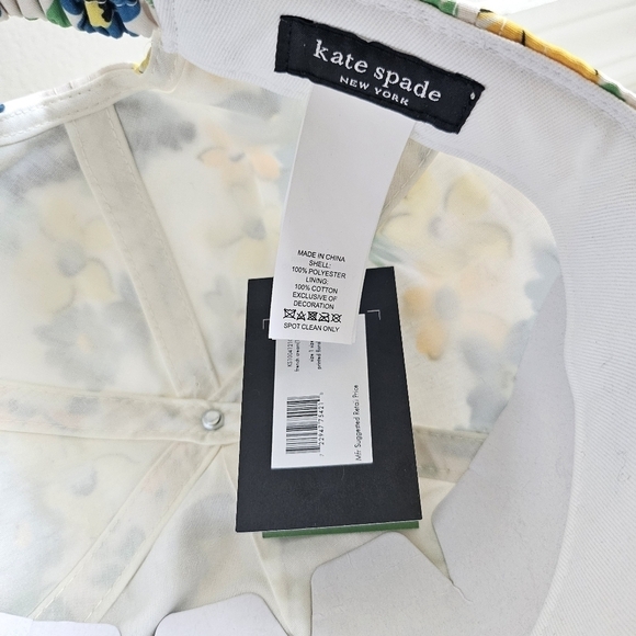 New Kate Spade New York Printed Floral French Cream Baseball Hat/Cap NWT - Picture 7 of 7